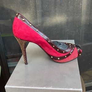 Alexander Mcqueen Magenta Seude Peeptoe Heels